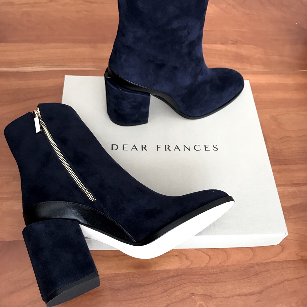 Dear Frances Spirit Boot (Navy Suede), US Size 8 (3.3" Heel)
